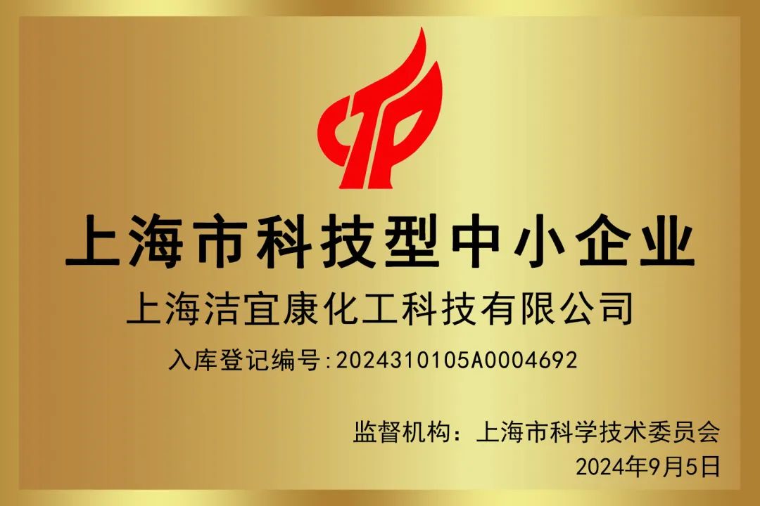 2024年上海市科技型中小企业-上海洁宜康化工科技有限公司